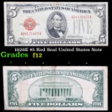 1928E $5 Red Seal United States Note Grades f, fine