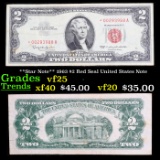 **Star Note** 1963 $2 Red Seal United States Note Grades vf+