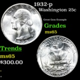 1932-p Washington Quarter 25c Grades GEM Unc