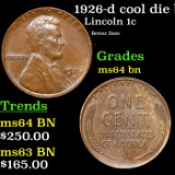 1926-d Lincoln Cent cool die break 1c Grades Choice Unc BN
