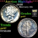 Proof ***Auction Highlight*** 1938 Mercury Dime 10c Graded GEM++ Proof By USCG (fc)