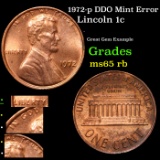 1972-p DDO Lincoln Cent Mint Error 1c Grades GEM Unc RB
