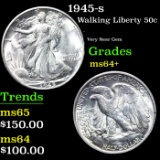 1945-s Walking Liberty Half Dollar 50c Grades Choice+ Unc