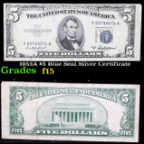 1953A $5 Blue Seal Silver Certificate Grades f+