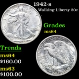 1942-s Walking Liberty Half Dollar 50c Grades Choice Unc