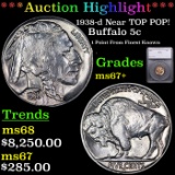 ***Auction Highlight*** 1938-d Buffalo Nickel Near TOP POP! 5c Graded ms67+ BY SEGS (fc)