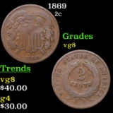 1869 Two Cent Piece 2c Grades vg, very good