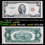 **Star Note** 1953B $2 Red Seal United States Note Grades Choice AU/BU Slider