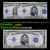 Set of 2x Consecutive 1934C $5 Blue Seal Silver Certificates, All CU Grade Grades Choice CU
