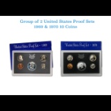 Group of 2 United States Mint Proof Sets 1969-1970. Containd 1970 Kennedy Half Dollar was struck in