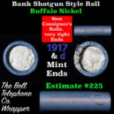 Buffalo Nickel Shotgun Roll in Old Bank Style 'Bell Telephone'  Wrapper 1917 &d Mint Ends Grades