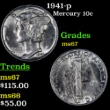 1941-p Mercury Dime 10c Grades GEM++ Unc