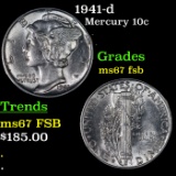 1941-d Mercury Dime 10c Grades GEM++ FSB