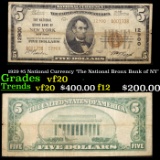 1929 $5 National Currency 'The National Bronx Bank of NY' Grades vf, very fine