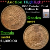 ***Auction Highlight*** 1860 Pointed Bust Indian Cent 1c Graded ms64 By SEGS (fc)