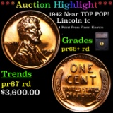 Proof ***Auction Highlight*** 1942 Lincoln Cent Near TOP POP! 1c Graded pr66+ rd By SEGS (fc)