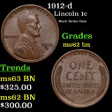 1912-d Lincoln Cent 1c Grades Select Unc BN