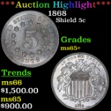 ***Auction Highlight*** 1868 Shield Nickel 5c Graded ms65+ BY SEGS (fc)