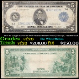 1914 $5 Large Size Blue Seal Federal Reserve Note (Chicago, 7-G) FR-871A Grades vf, very fine