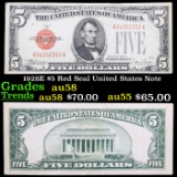 1928E $5 Red Seal United States Note Grades Choice AU/BU Slider