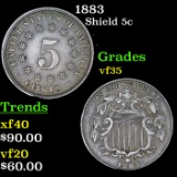 1883 Shield Nickel 5c Grades vf++