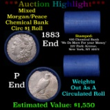 ***Auction Highlight*** Chemical Bank Shotgun 1883 & 'P' Ends Mixed Morgan/Peace Silver dollar roll,