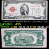 **Star Note** 1928F $2 Red Seal United States Note Grades vf+