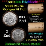 ***Auction Highlight***  AU/BU Slider Brinks Shotgun Morgan $1 Roll 1900 & O Ends Virtually UNC (fc)