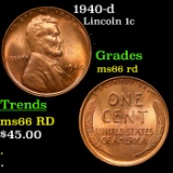 1940-d Lincoln Cent 1c Grades GEM+ Unc RD