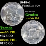 1949-d Franklin Half Dollar 50c Grades Choice Unc+ FBL