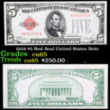1928 $5 Red Seal United States Note Grades Gem CU