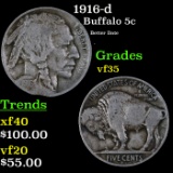 1916-d Buffalo Nickel 5c Grades vf++