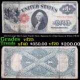 1917 $1 Large Size Legal Tender Note, Signatures of Speelman & White, FR-39  Grades vf+
