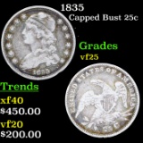 1835 Capped Bust Quarter 25c Grades vf+