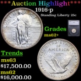 ***Auction Highlight*** 1916-p Standing Liberty Quarter 25c Graded ms62+ By SEGS (fc)