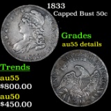 1833 Capped Bust Half Dollar 50c Graded au55 details By SEGS