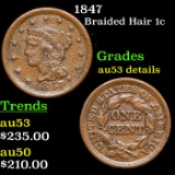 1847 Braided Hair Large Cent 1c Grades AU Details