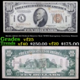 Series 1934A $10 Federal Reserve Note WWII Emergency Currency Hawaii Grades vf+