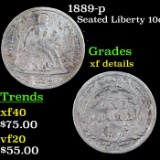 1889-p Seated Liberty Dime 10c Grades xf details