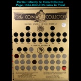 Partial Liberty 5c  Coin Collector Page, 1884-1912-d 25 coins in Total