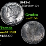 1943-d Mercury Dime 10c Grades GEM++ FSB