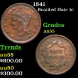 1841 Braided Hair Large Cent 1c Grades Choice AU