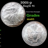 2001-p Silver Eagle Dollar $1 Grades GEM Unc