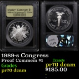 Proof 1989-s Congress Modern Commem Dollar $1 Graded GEM++ Proof Deep Cameo BY USCG