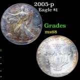 2005-p Silver Eagle Dollar $1 Grades GEM+++ Unc