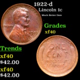 1922-d Lincoln Cent 1c Grades xf