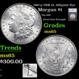 1887-p Morgan Dollar VAM 12, Alligator Eye $1 Graded ms65 BY SEGS