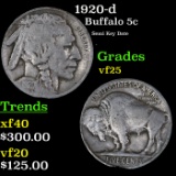 1920-d Buffalo Nickel 5c Grades vf+