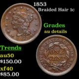 1853 Braided Hair Large Cent 1c Grades AU Details