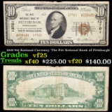 1929 $10 National Currency 'The Pitt National Bank of Pittsburgh' Grades vf+